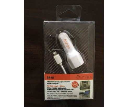 Orange OR 61 (Dual port mobile charger with Apple Lightning cable)