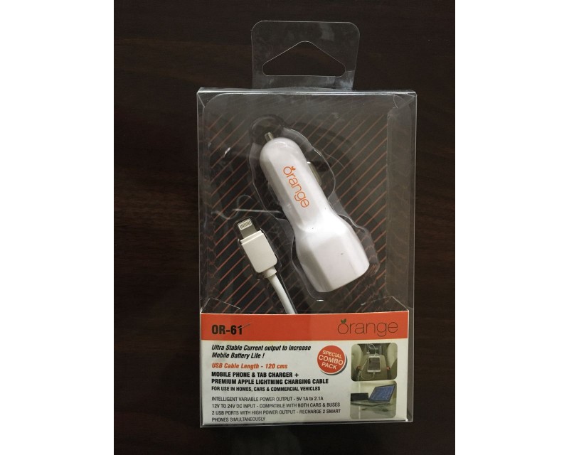 Orange OR 61 (Dual port mobile charger with Apple Lightning cable)