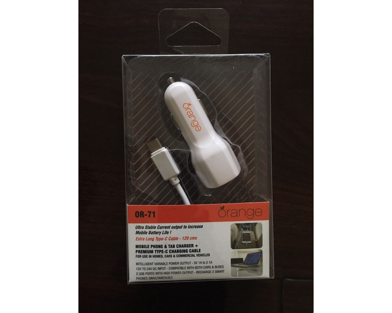 Orange OR 71 (Dual port mobile charger with Type C cable)