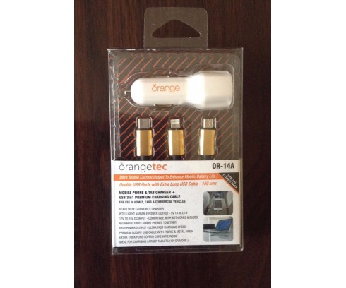 Orange OR 14B (Dual port mobile charger with 3-in-1 cables)