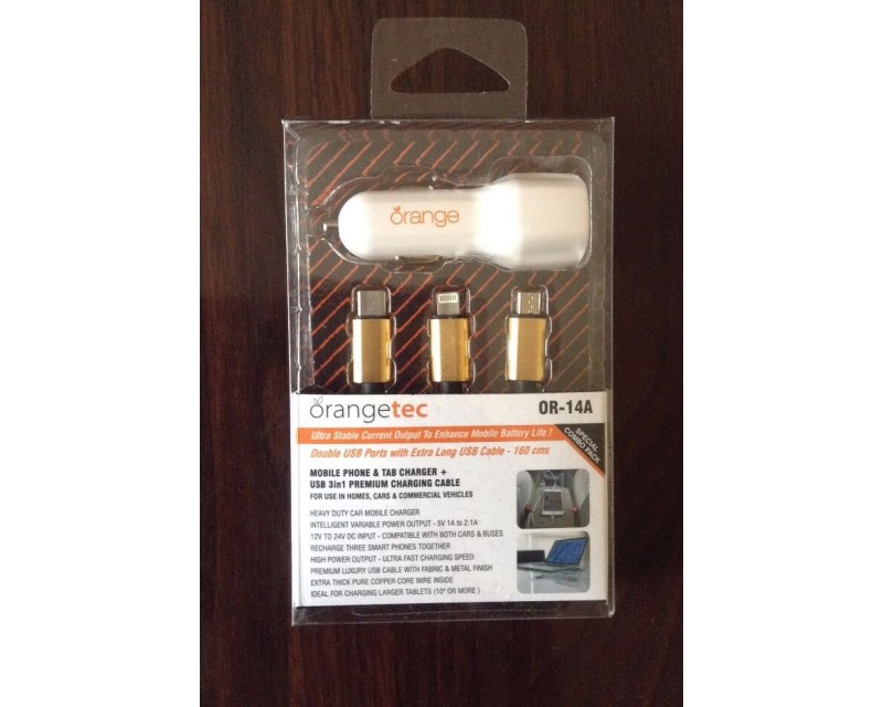 Orange OR 14B (Dual port mobile charger with 3-in-1 cables)